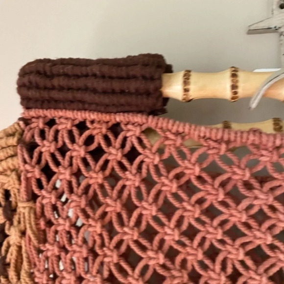 Free  People Brown  Macreme Bamboo Handle Bag - Picture 5 of 6